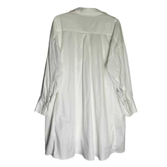 Zara Long Sleeve Lace Trim Button-Up Hi-Low Tunic Shirt Women's Size L White - Picture 5 of 8